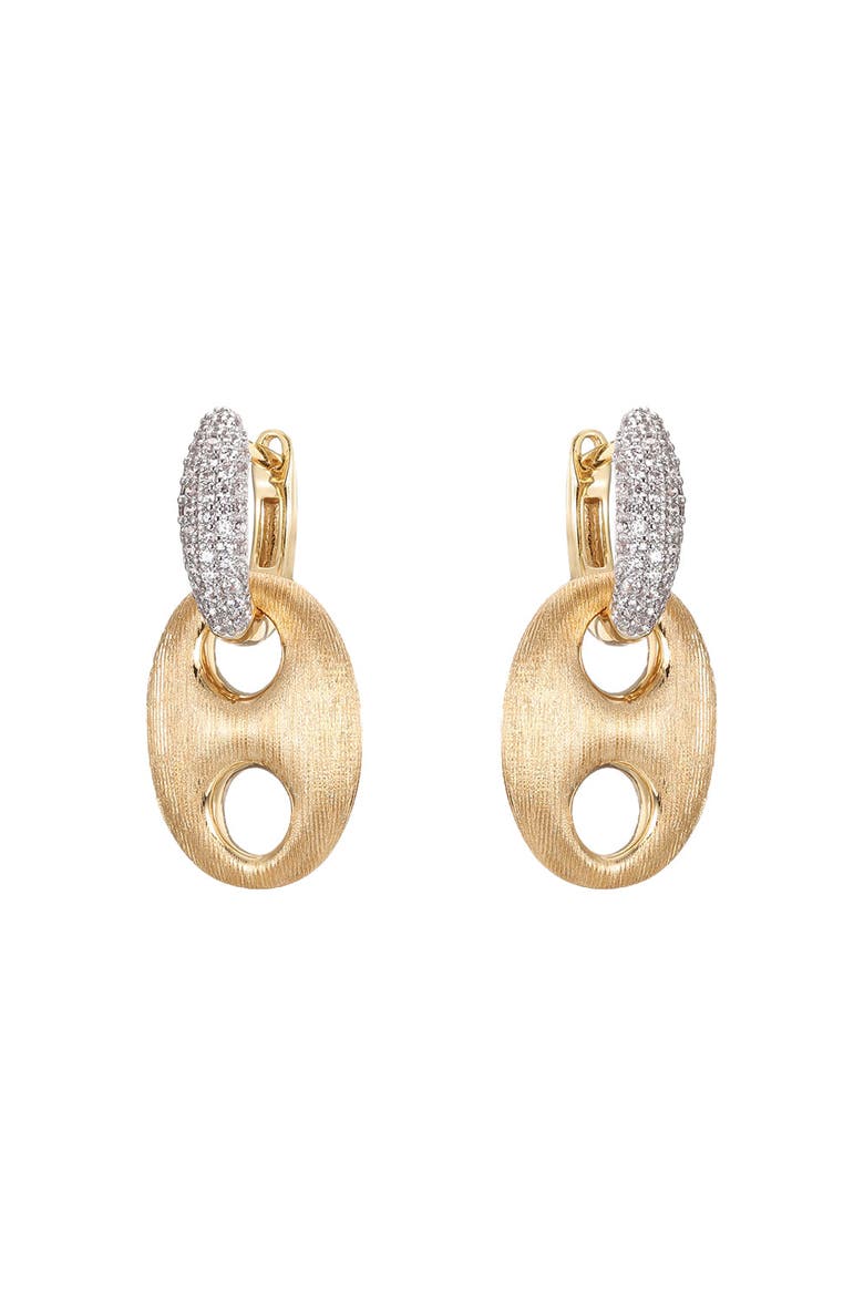 Chunky Pave Mariner Drop Huggie Earring, Main, color, Gold