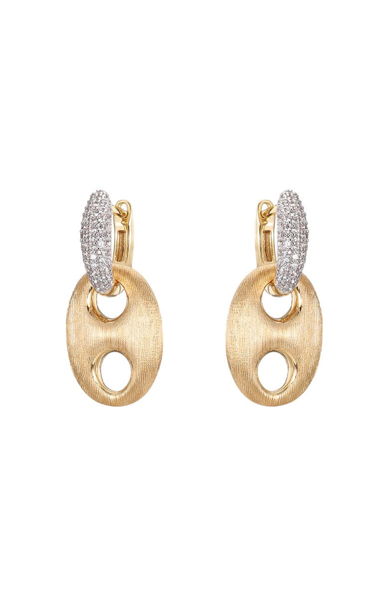 BY ADINA EDEN Chunky Pave Mariner Drop Huggie Earring, Main, color, Gold