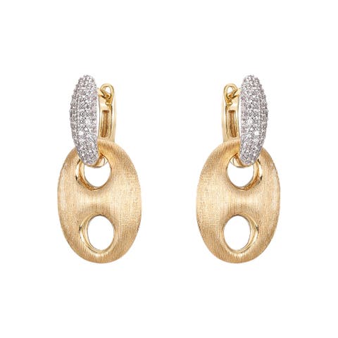 Chunky Pave Mariner Drop Huggie Earring