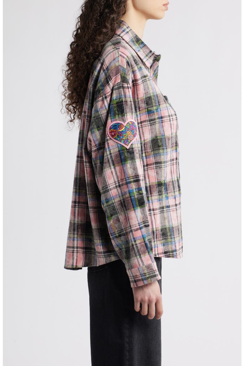Paris Patch Plaid Shirt, Alternate, color, PINK