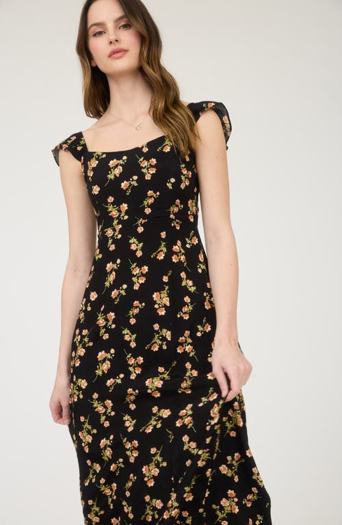 BLU PEPPER BLU PEPPER FLORAL CAP SLEEVE MIDI DRESS