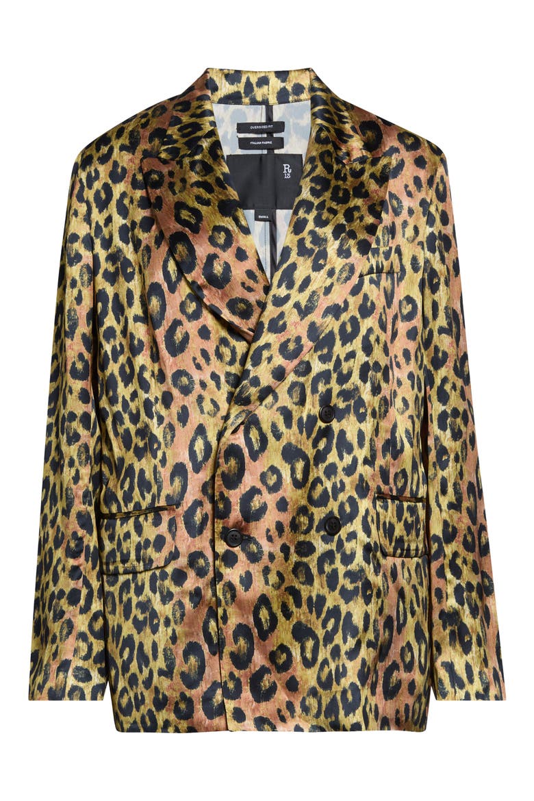 Ragged Oversize Leopard Print Jacket, Main, color, LIGHT BROWN PINK LEOPARD