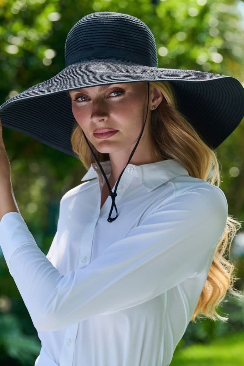 Women's Shelby Ultra Wide Sun Hat, UPF 50+ Sun Protection, Alternate, color, Black