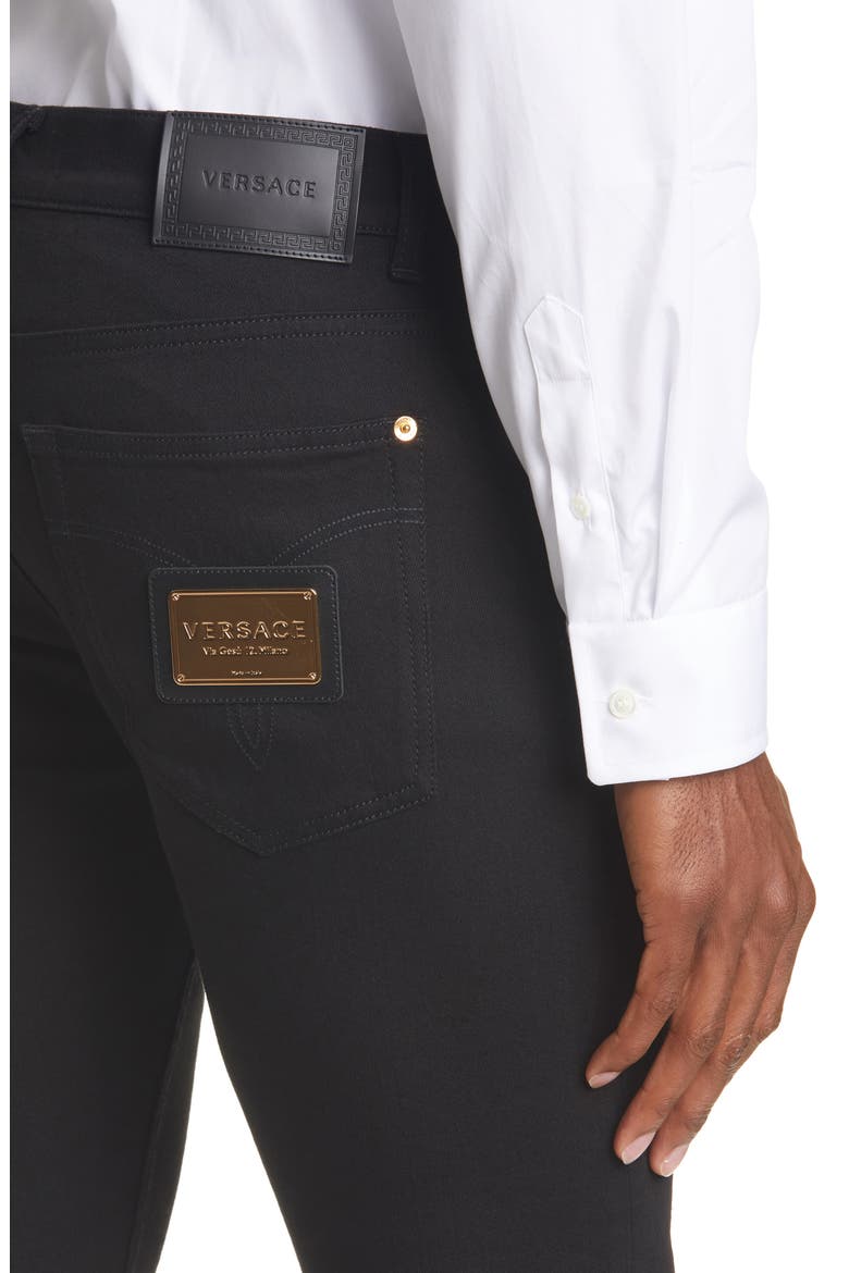 Via Gesù Logo Plaque Slim Fit Jeans, Alternate, color, BLACK
