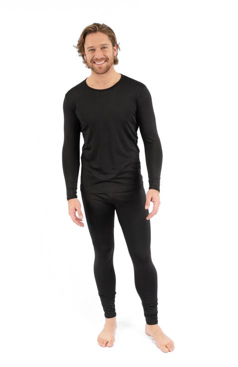 Men's Solid Thermal Pajama Set