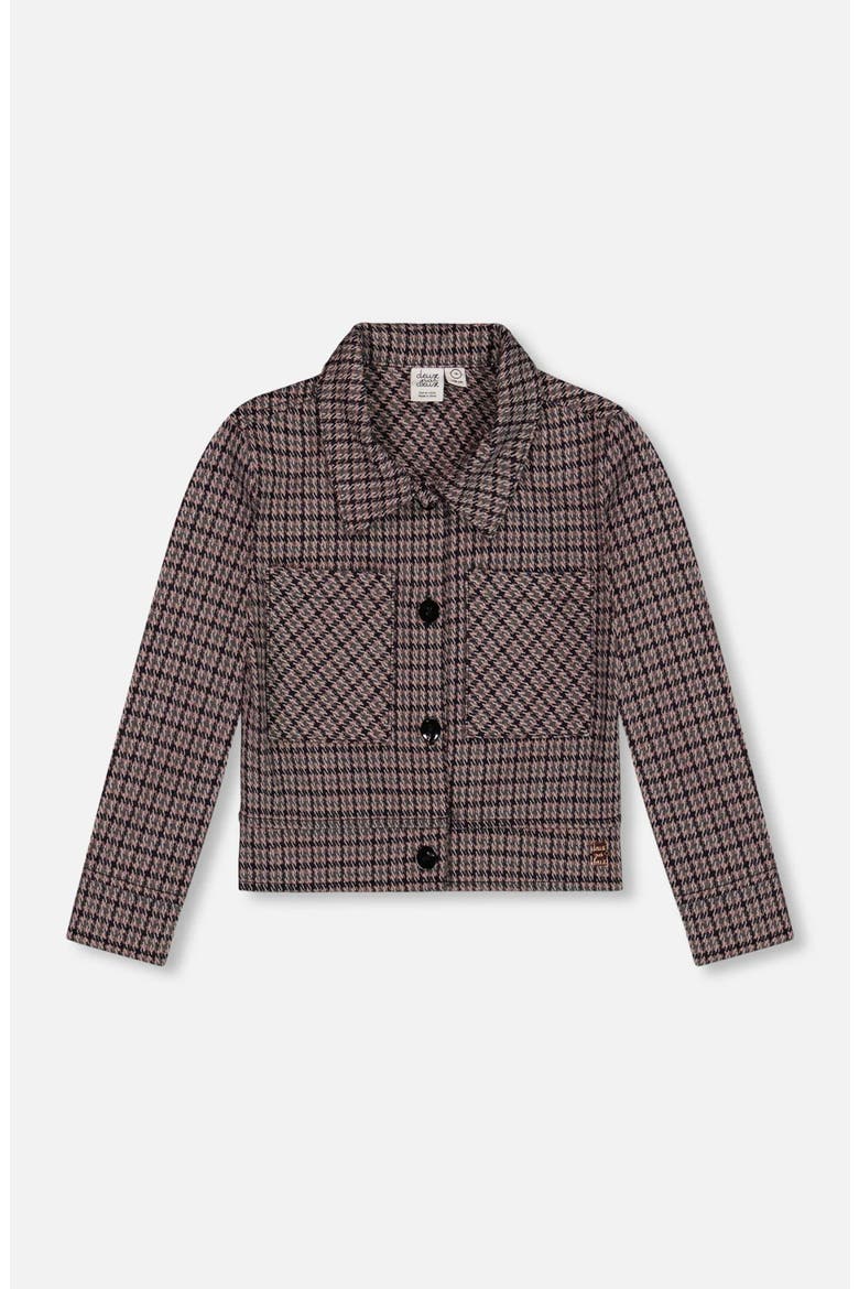 Jacquard Knit Jacket with Houndstooth, Main, color, Black and Houndstooth