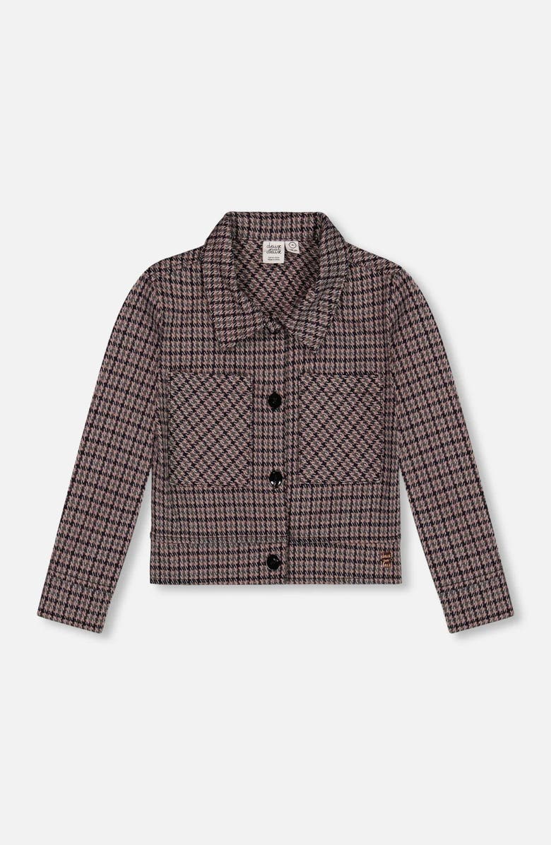 Deux par Deux Jacquard Knit Jacket with Houndstooth, Main, color, Black And Houndstooth