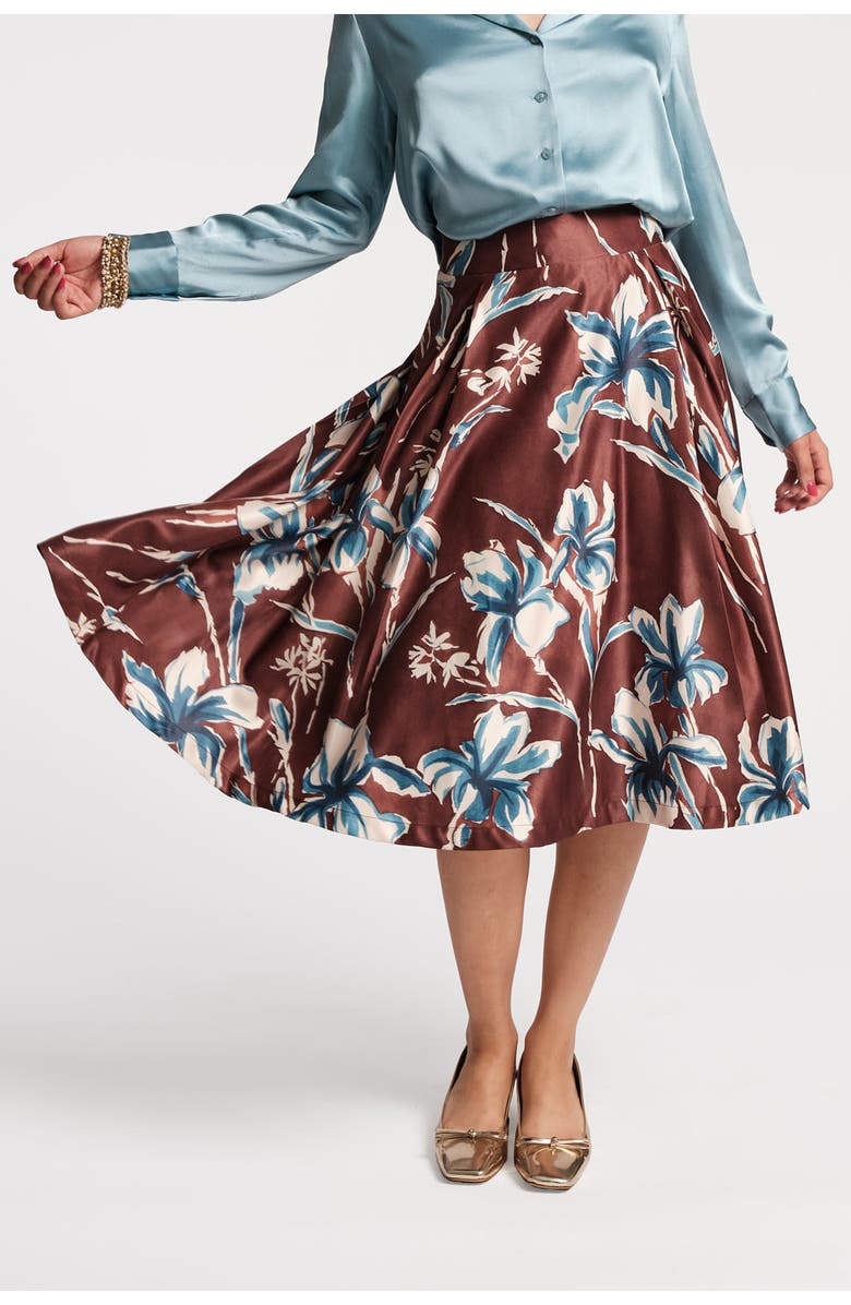 Frances Valentine Shelley Skirt Lucky Devil Blue Iris Poly Tafetta, Main, color, 