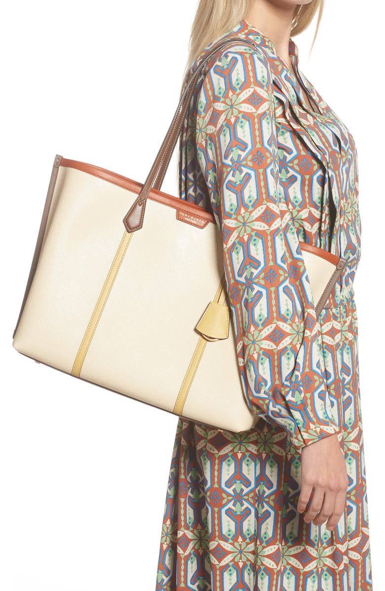 Tory Burch Perry Colorblock Triple Compartment Leather Tote, Alternate, color,