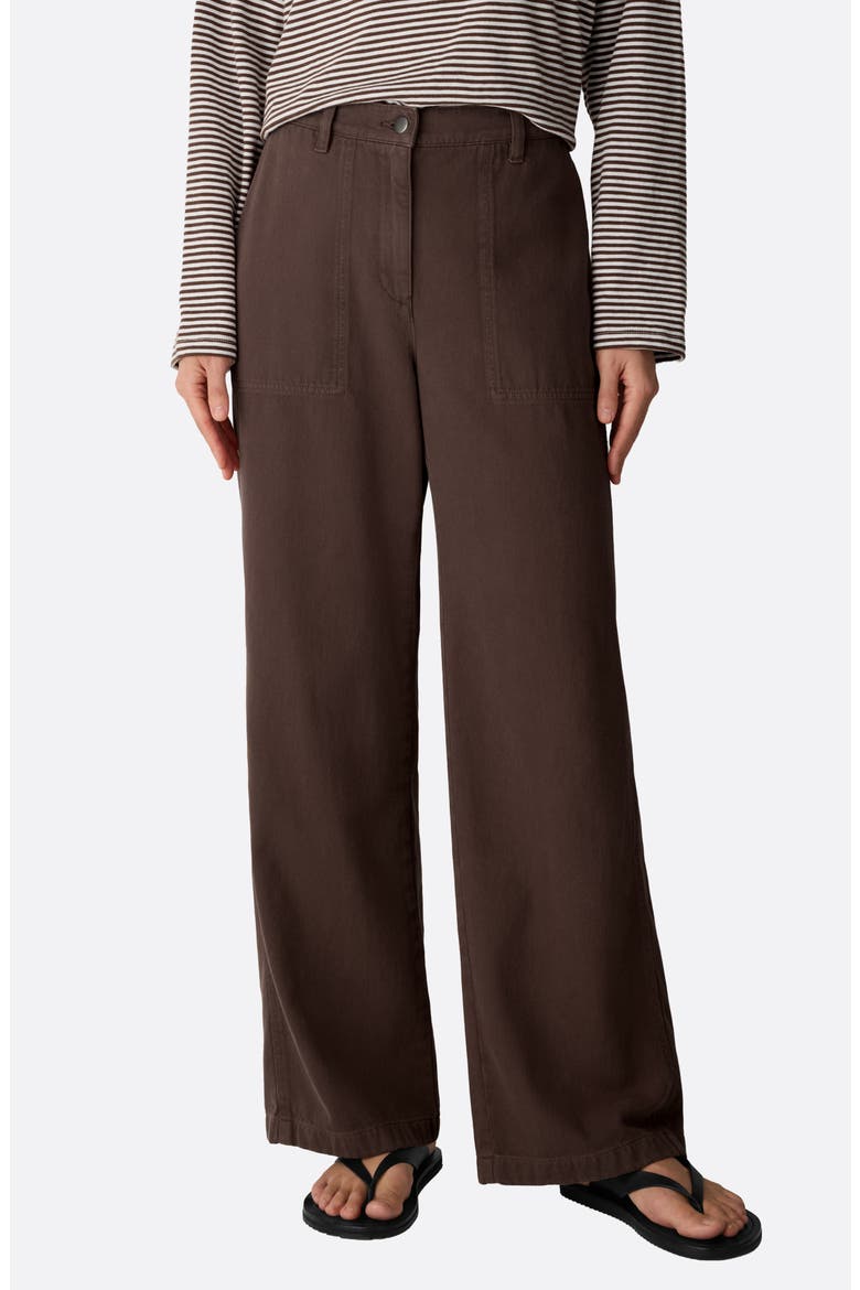 High Waist Wide Leg Organic Cotton Pants, Main, color, TRUFFLE