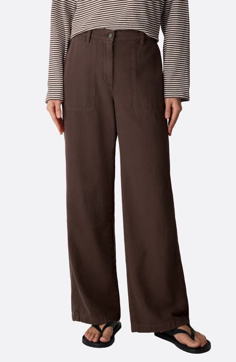 High Waist Wide Leg Organic Cotton Pants