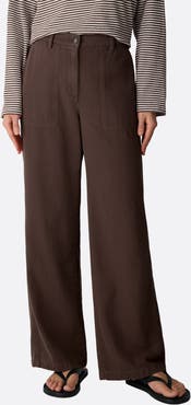 Eileen Fisher High Waist Wide Leg Organic Cotton Pants