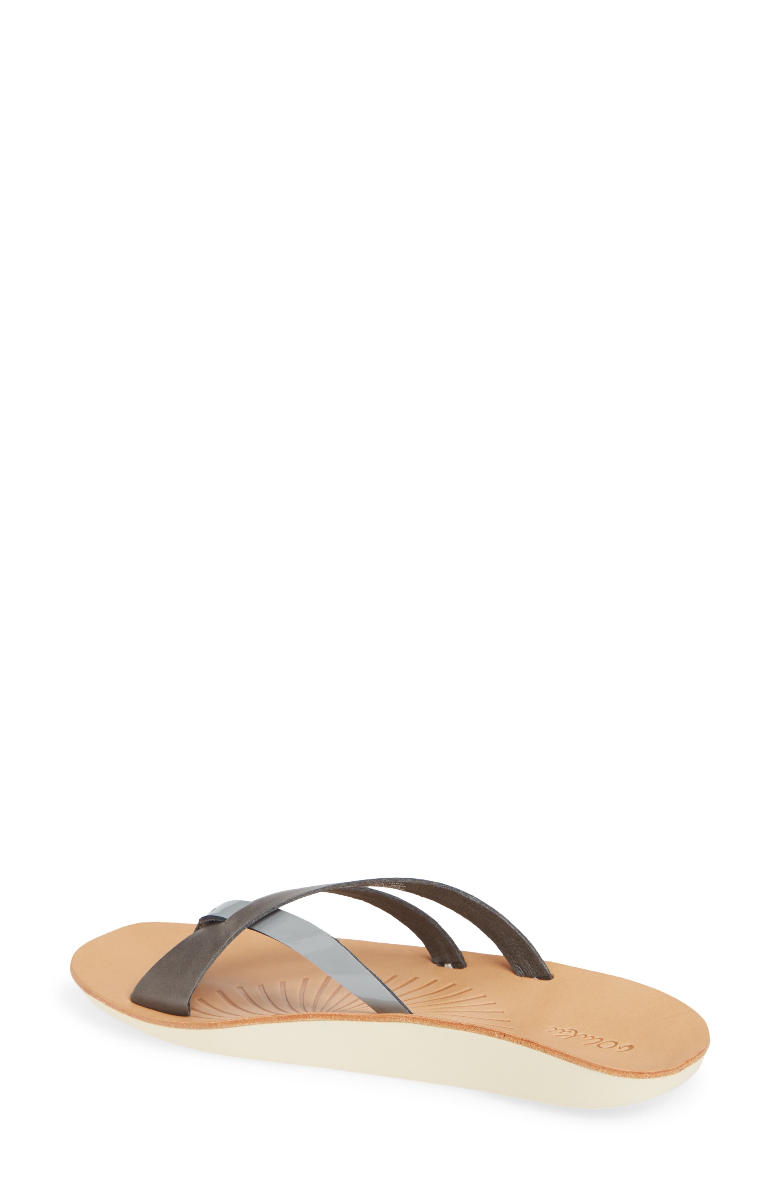 Kaha Flip Flop, Alternate, color, CHARCOAL LEATHER