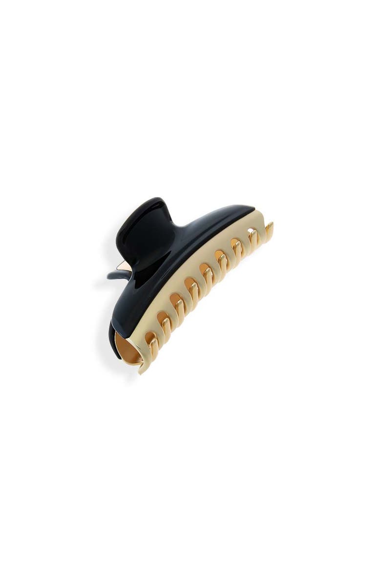Large Colored Two Tone Claw Clip, Alternate, color, Black