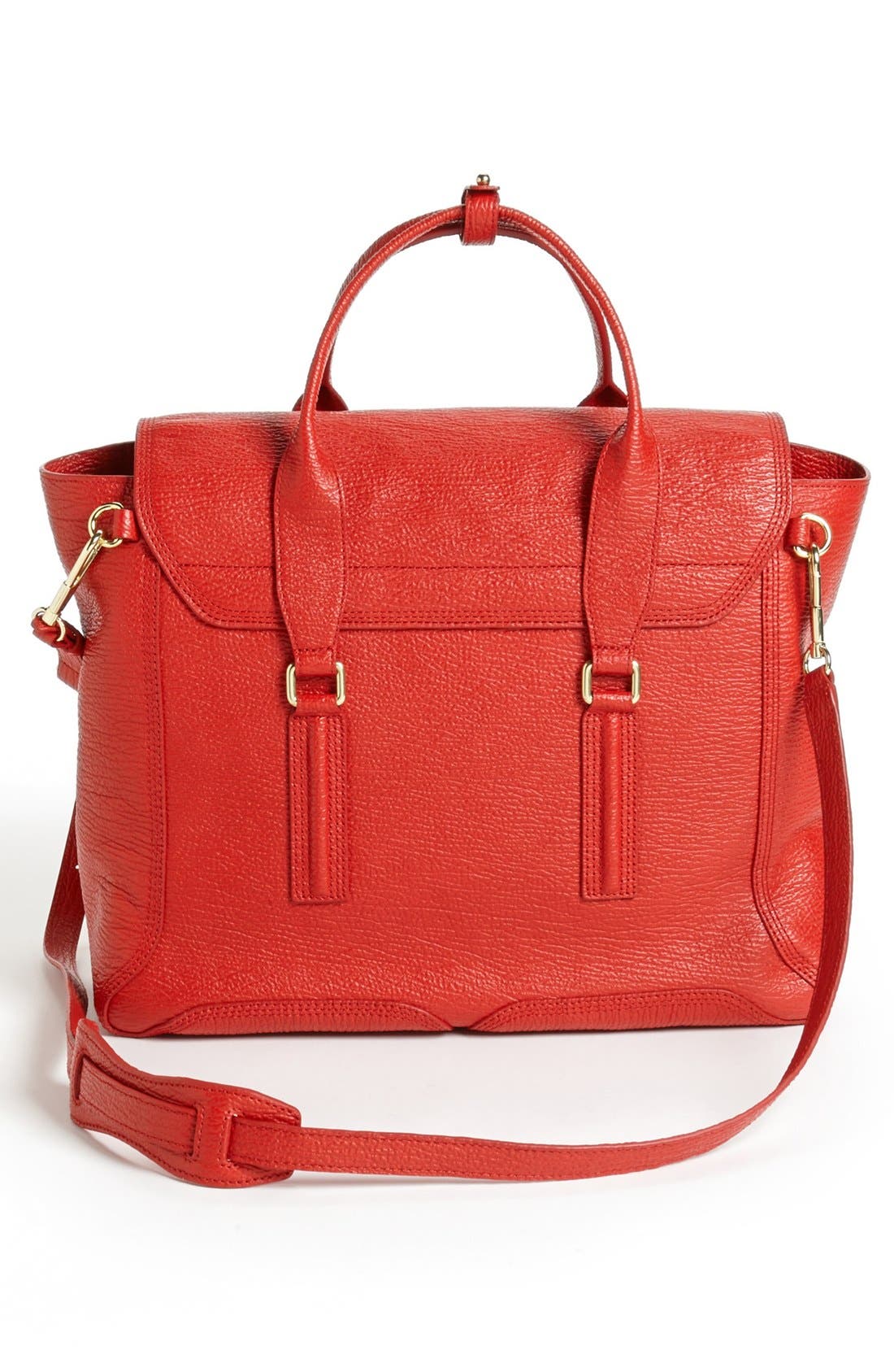 'Pashli' Shark Embossed Leather Satchel, Alternate, color, RED