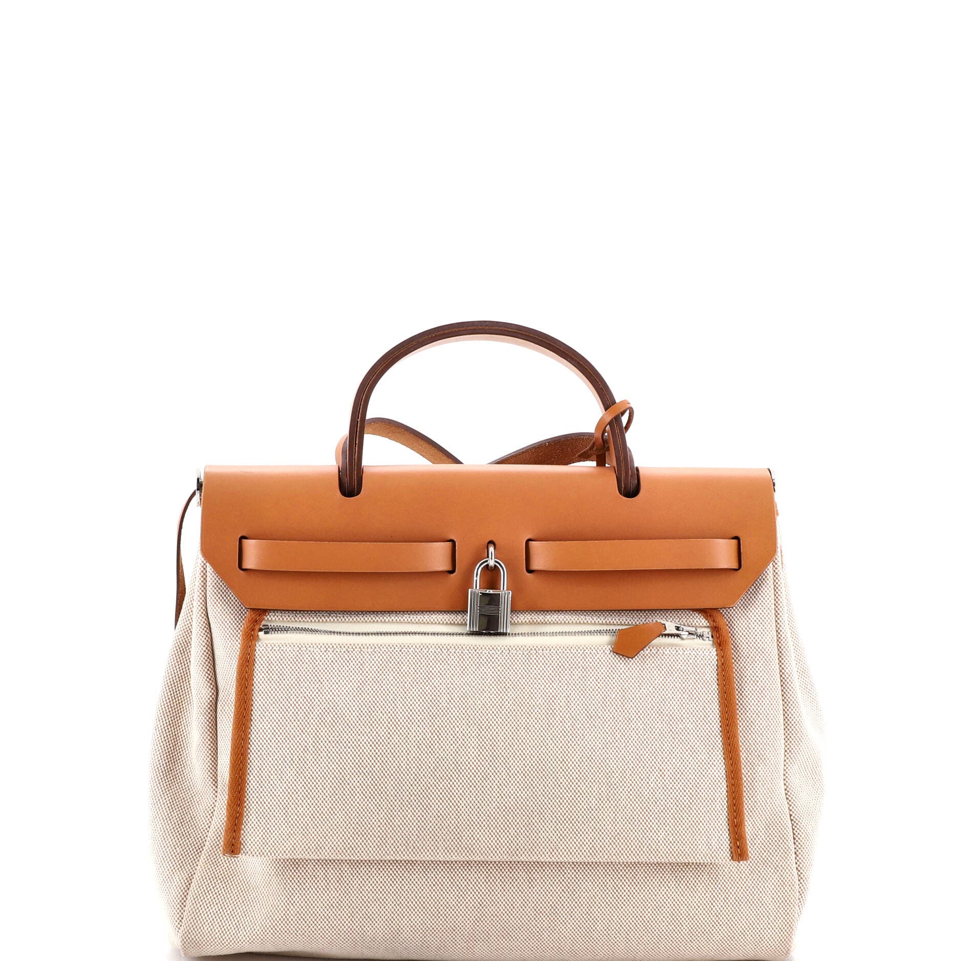 Pre-Owned Hermes Herbag Zip Pegase Pop Toile and Leather 31, Alternate, color, Ecru