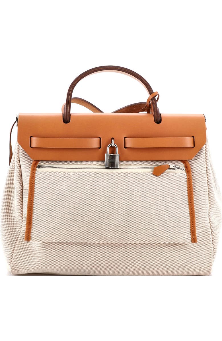 Pre-Owned Hermes Herbag Zip Pegase Pop Toile and Leather 31, Alternate, color, Ecru