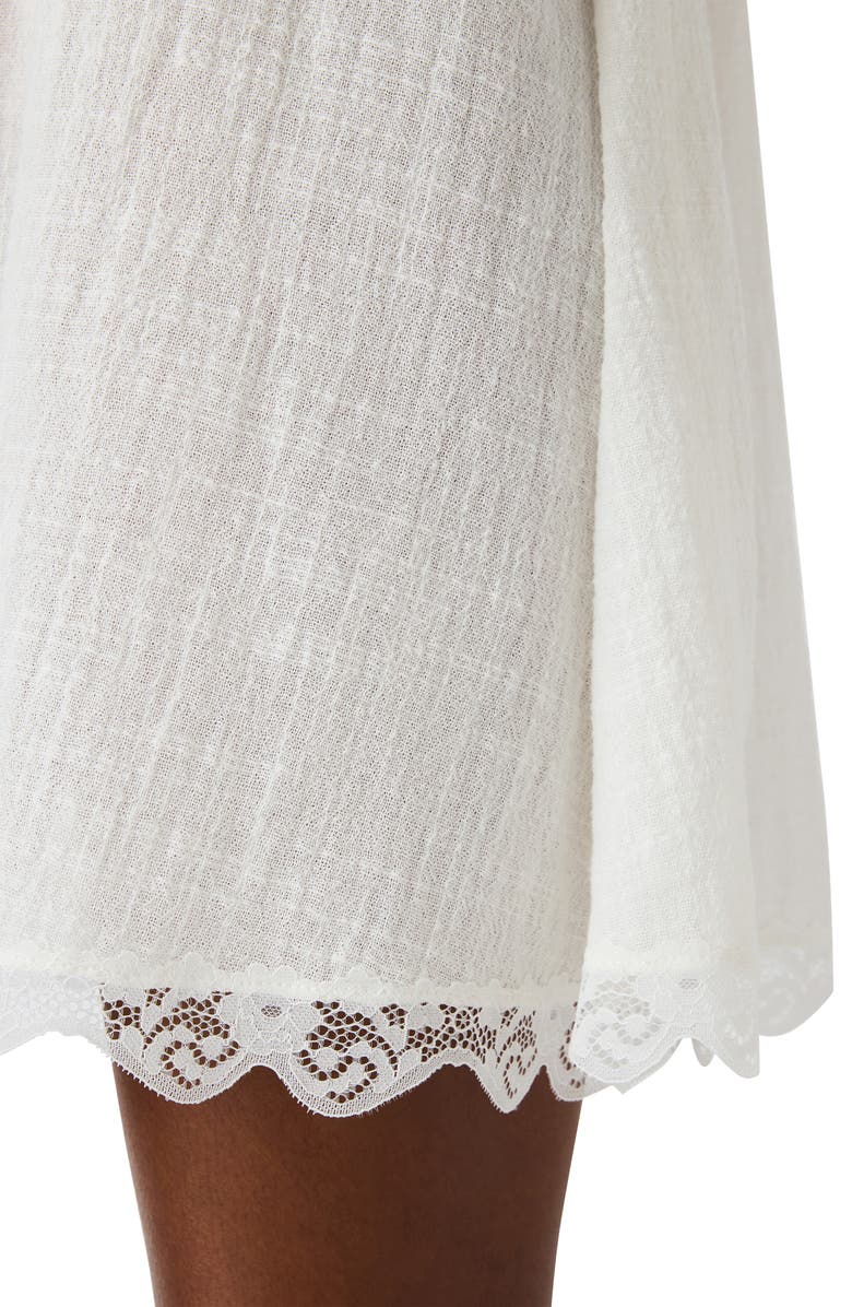 Steve Madden Leta Lace & Ruffle Shift Dress, Alternate, color, Snow White