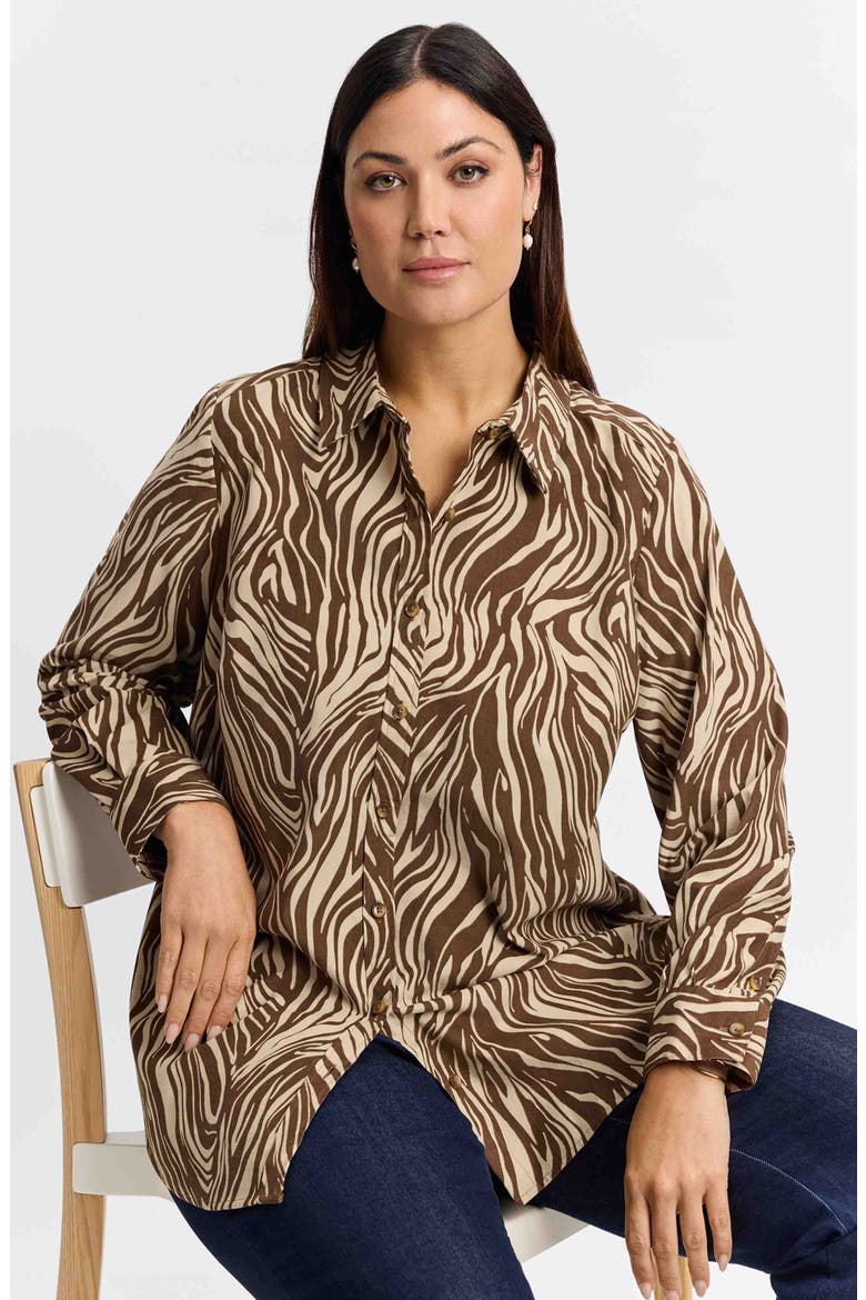 Haven Zebra Cotton Corduroy Button-Up Shirt, Alternate, color, BROWN