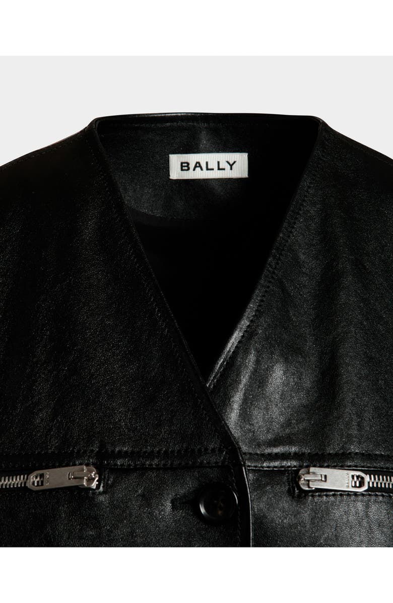 Bally Vest In Leather, Alternate, color, Black