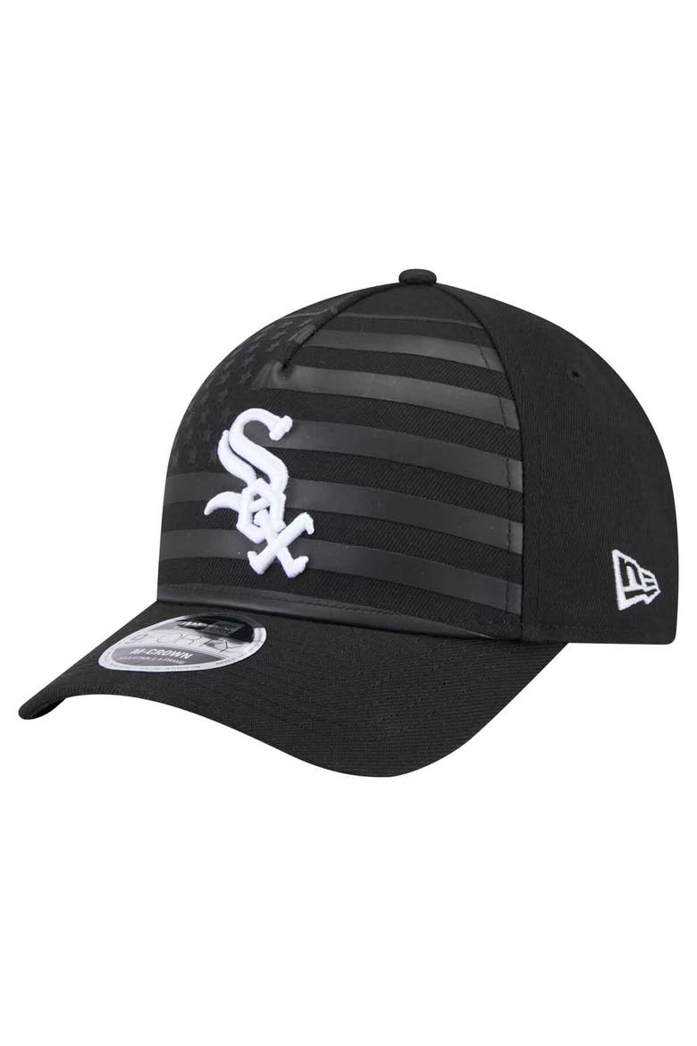 Men's New Era Black Chicago White Sox American Flag 9FORTY M-Crown A-Frame Adjustable Hat, Main, color, Black