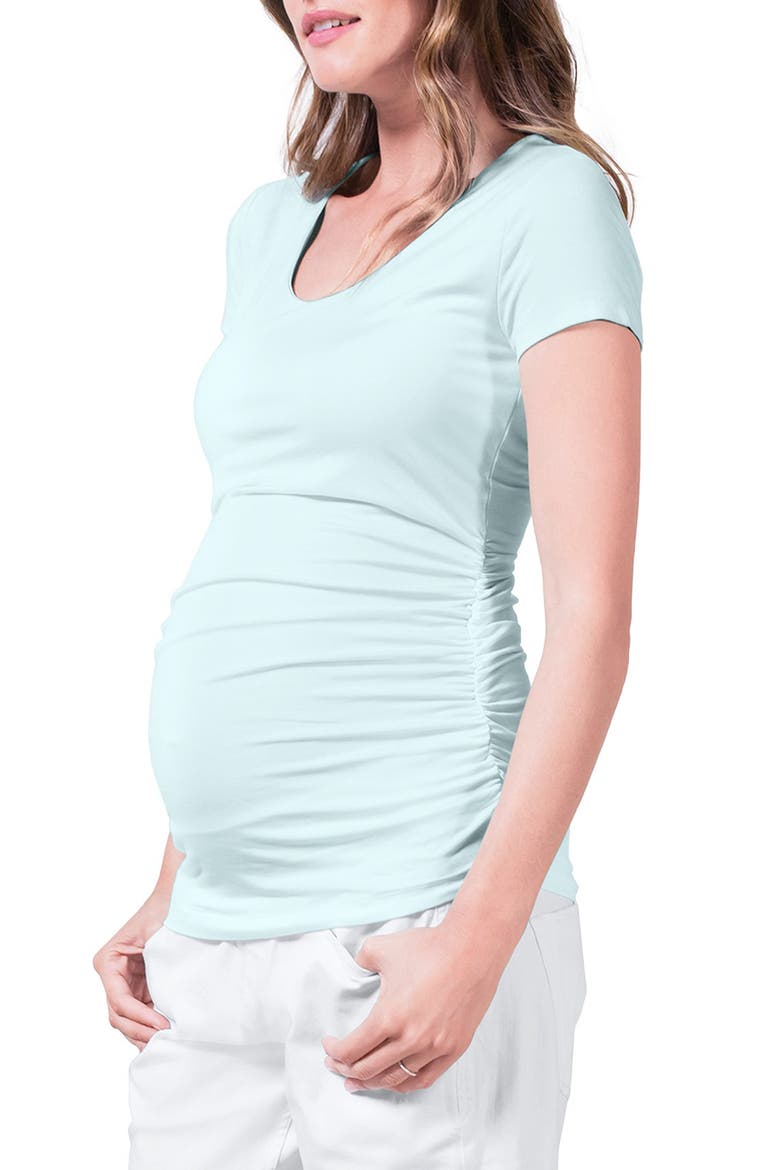 Scoop Neck Maternity Tee, Main, color, SEAFOAM GREEN