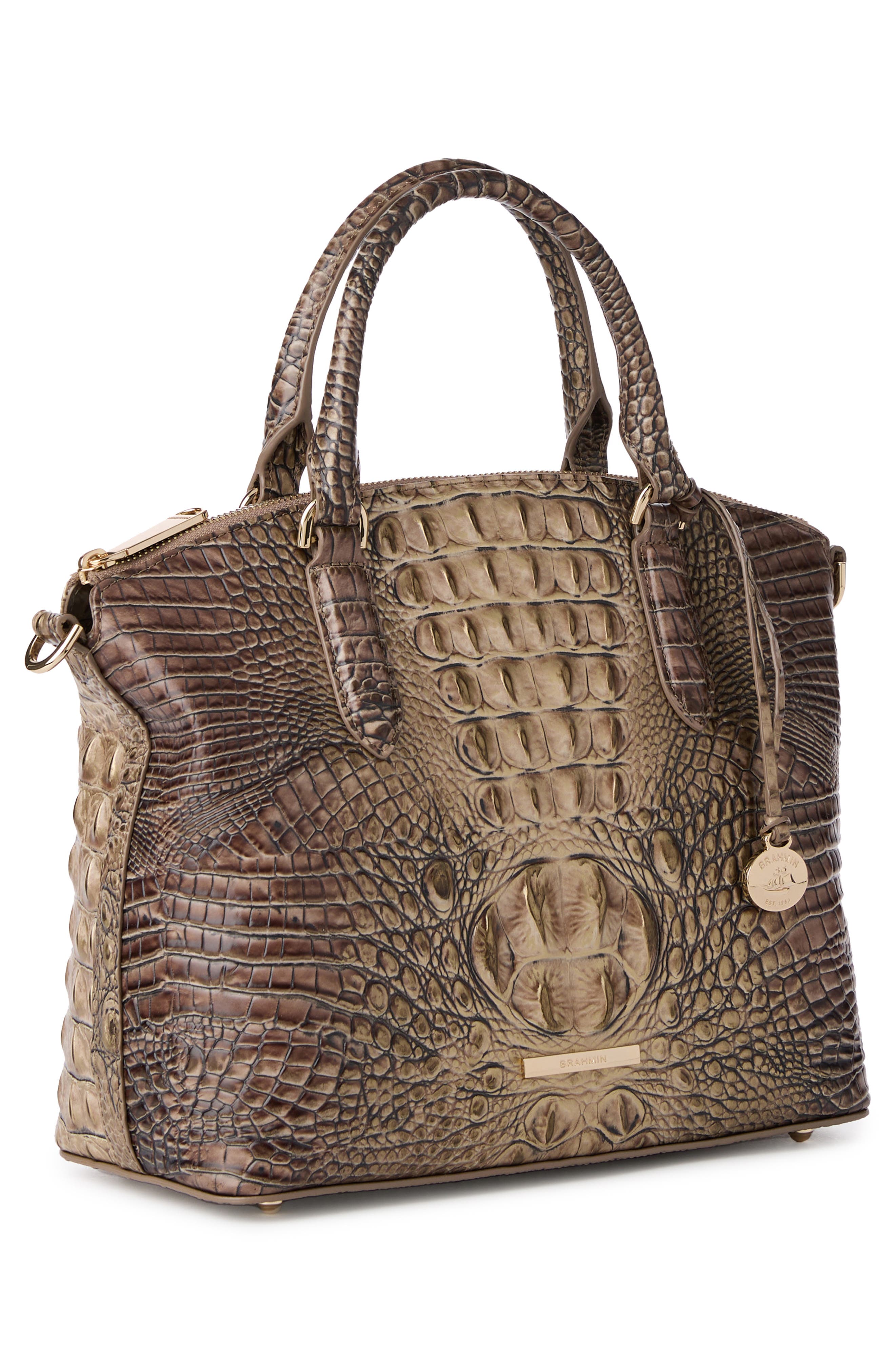 Brahmin Duxbury Croc Embossed Leather Satchel, Alternate, color, 