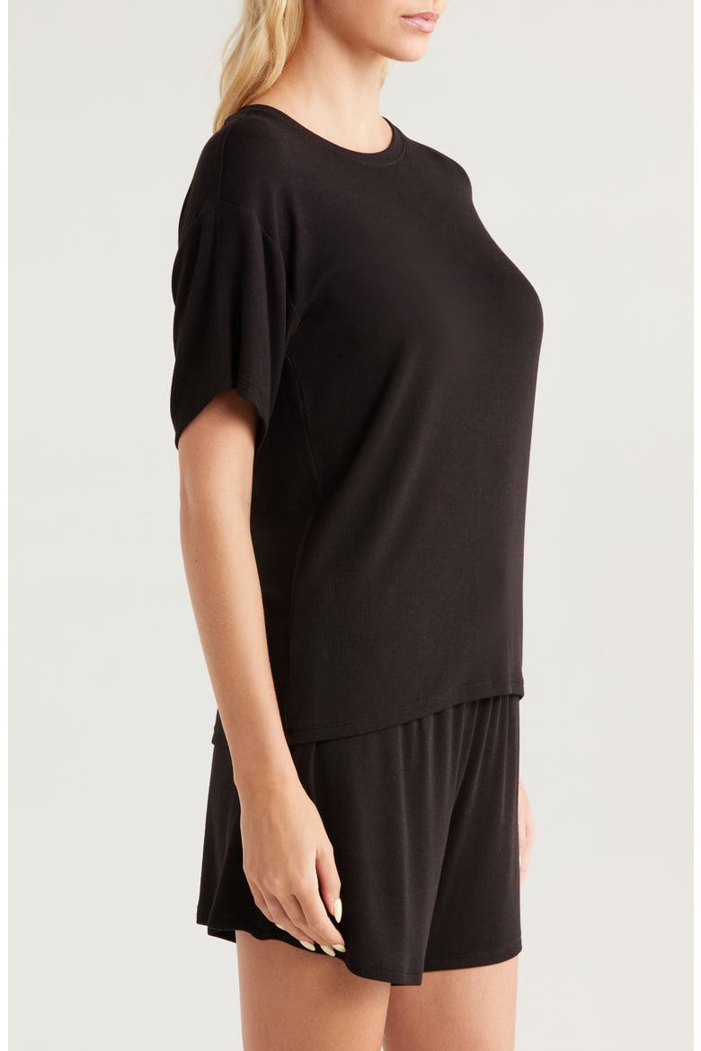 Moonlight Eco Easy Rib Short Pajamas, Alternate, color, BLACK