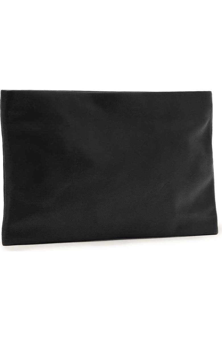 AllSaints Bettina Leather Clutch, Alternate, color, Black