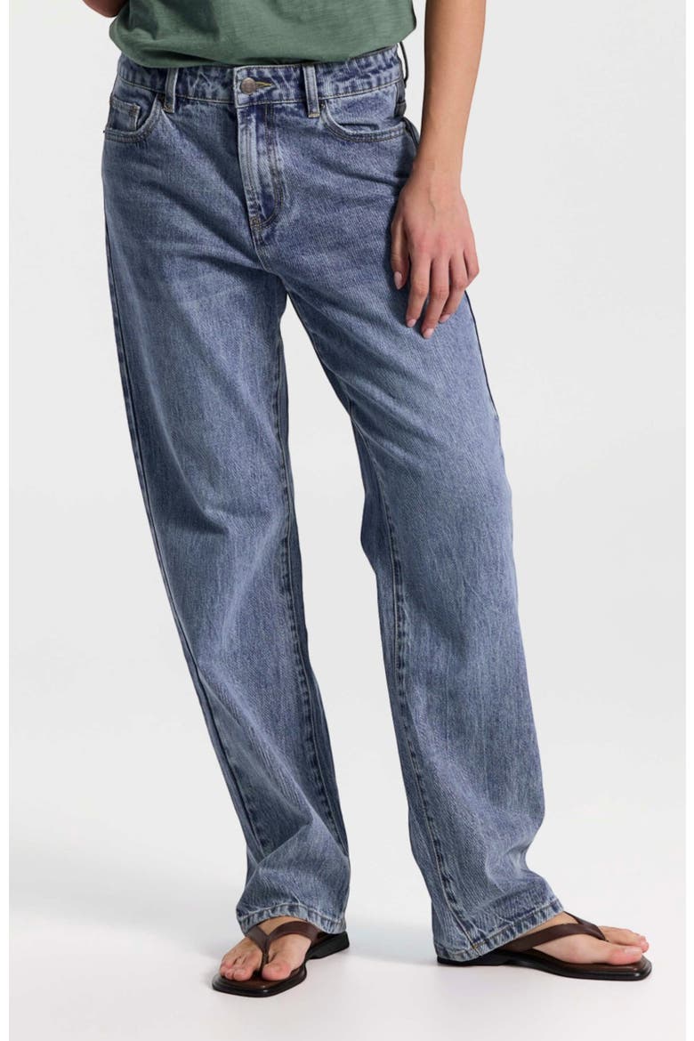 Mid-Rise Relaxed Straight-Leg Jeans, Main, color, Denim