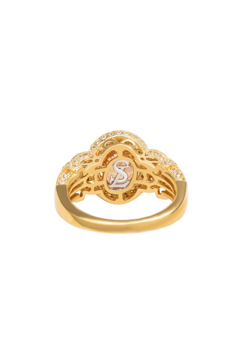 Pavé Cubic Zirconia Engagement Ring, Alternate, color, ORANGE