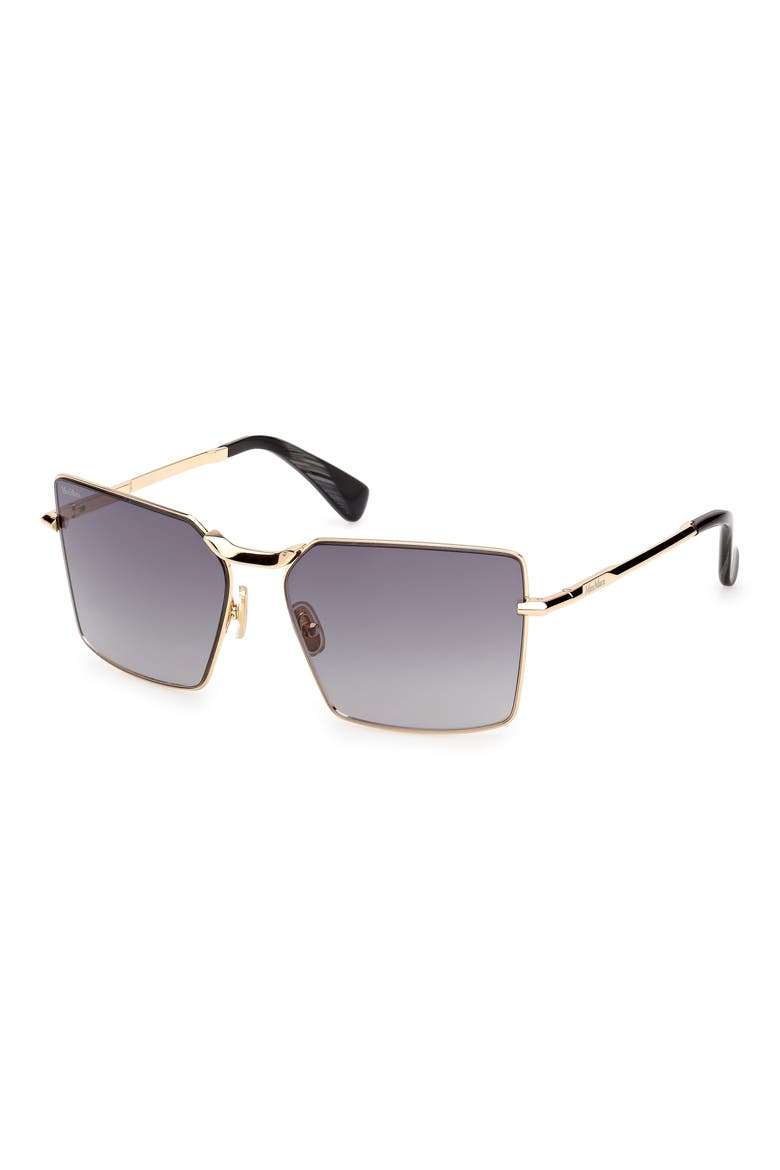 58mm Gradient Rectangular Sunglasses, Alternate, color, SHINY DEEP GOLD / SMOKE