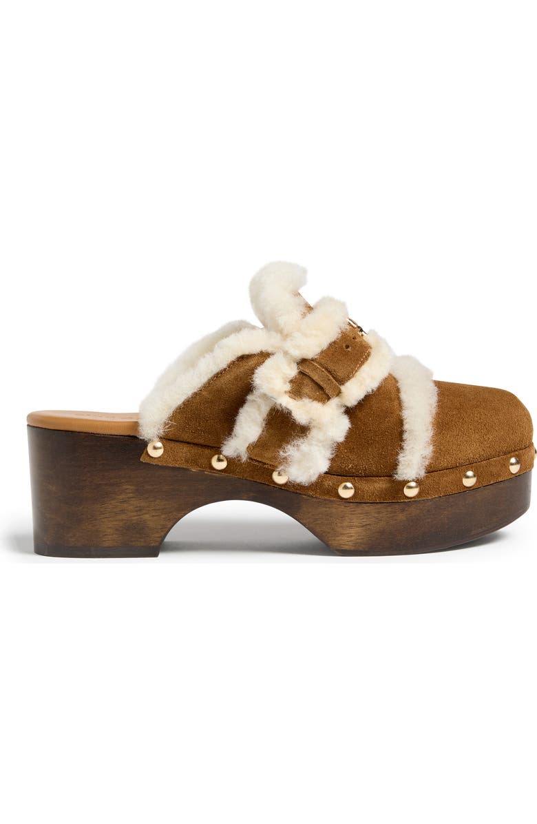 Cinq à Sept Wrenley Genuine Shearling Buckle Clog, Alternate, color, Golden Sienna