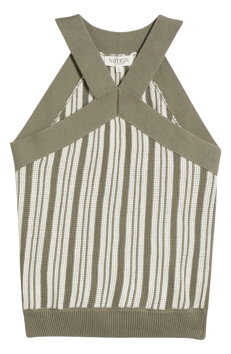 Nation LTD Indy Stripe Pima Cotton Halter Sweater Tank, Alternate, color, Herb Stripe