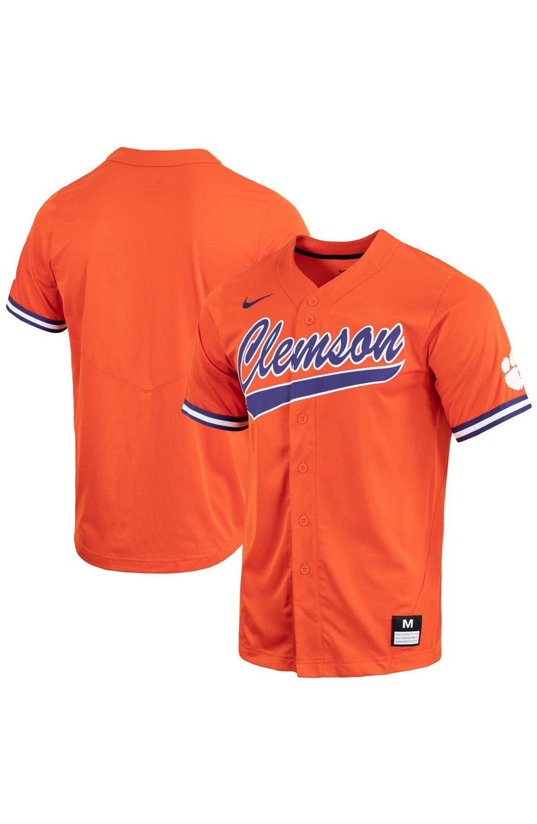 Nike Men's Nike Orange Clemson Tigers Replica Full-Button Baseball Jersey, Main, color, 