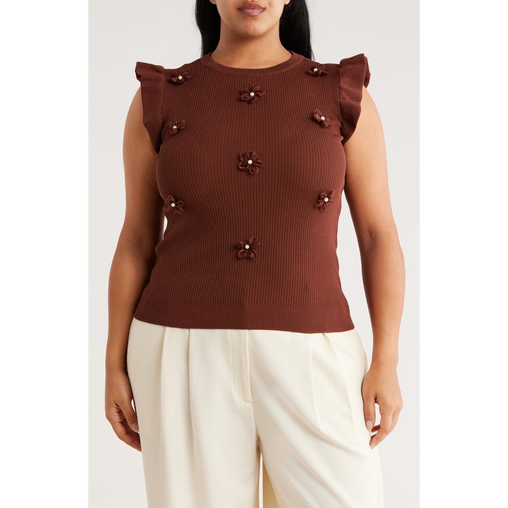 By Design Florina Embellished Sweater In Brown