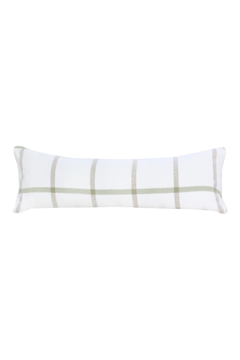 Copenhagen Windowpane Check Cotton Lumbar Accent Pillow, Main, color, WHITE/OLIVE