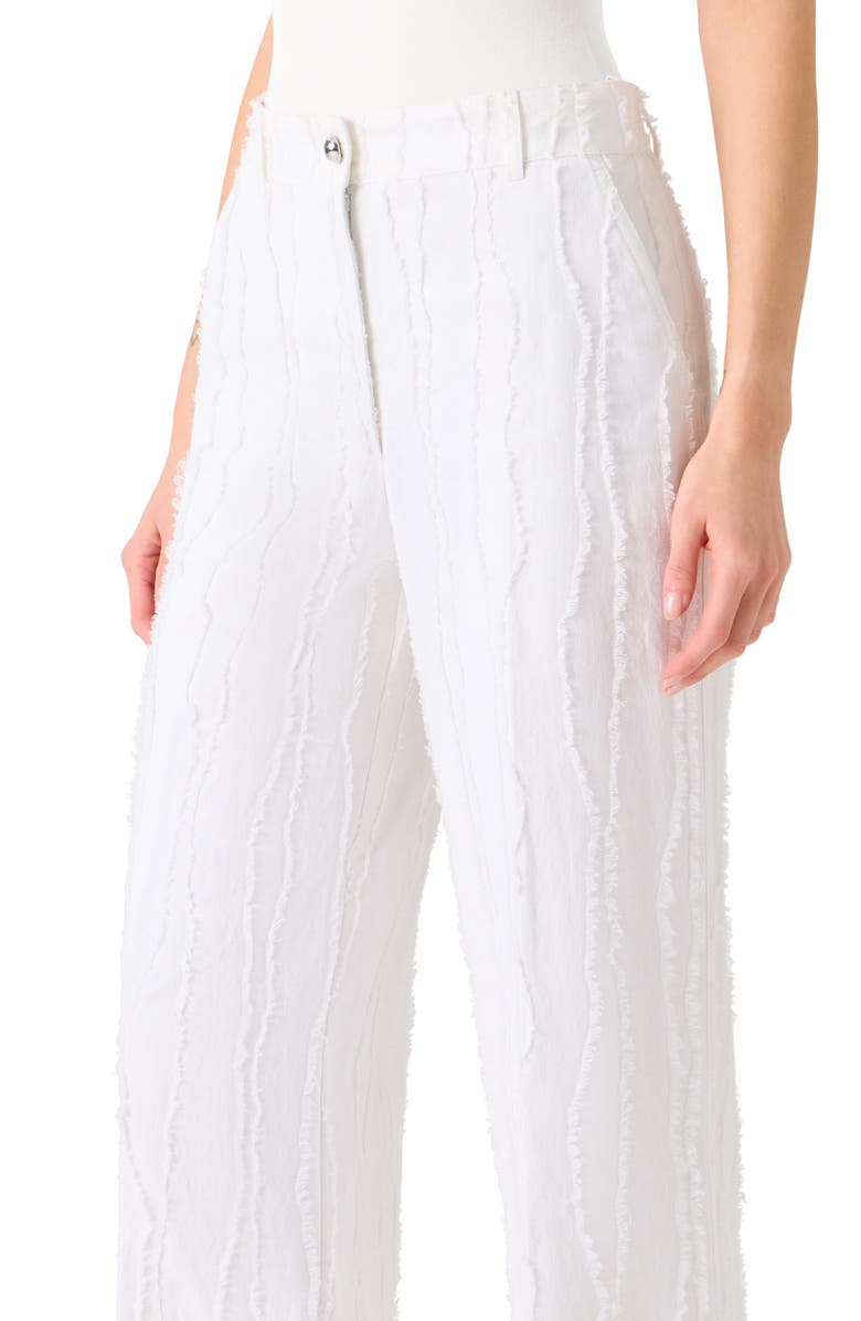 Akris punto Chiara Cotton Fil Coupé Crop Wide Leg Jeans, Alternate, color, Cream