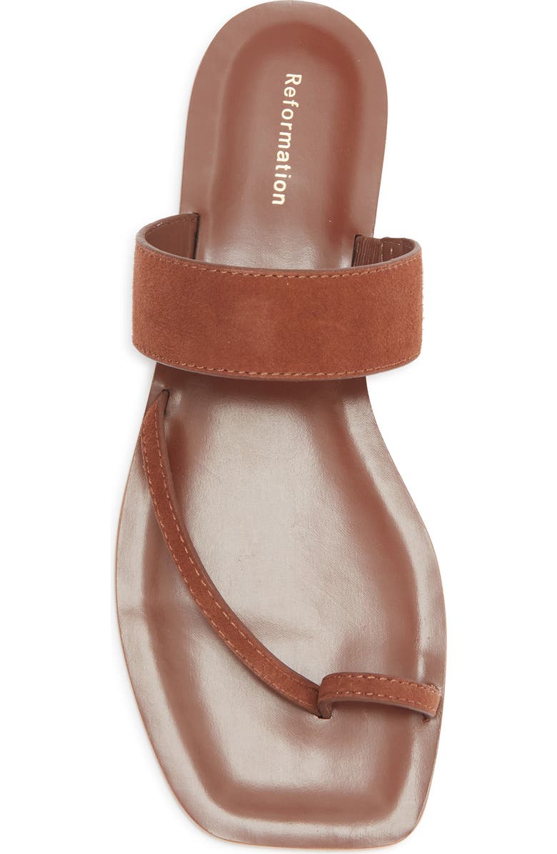 Reformation Sawyer Toe Loop Slide Sandal, Alternate, color, Walnut Suede