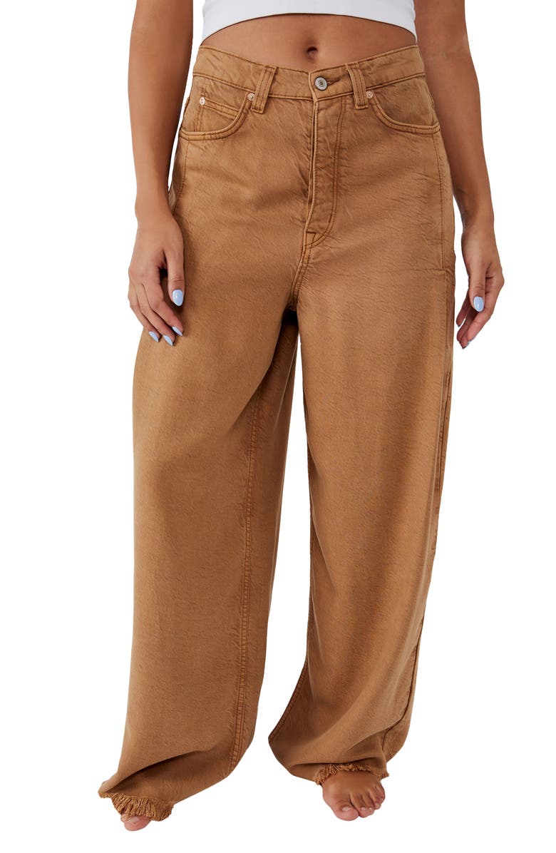 Free People We the Free Old West Slouchy Wide Leg Jeans, Main, color, Tumbleweed