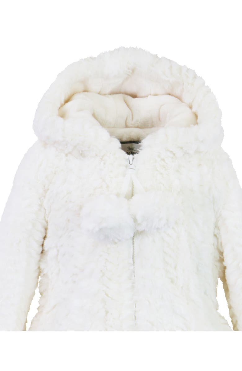 Widgeon Faux Fur Hooded Zip Front Pompom Coat, Alternate, color, Ivory Tidal Wave