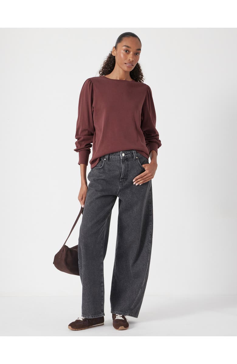 Hush Emily Puff Sleeve Cotton Jersey Top, Alternate, color, Rum Raisin