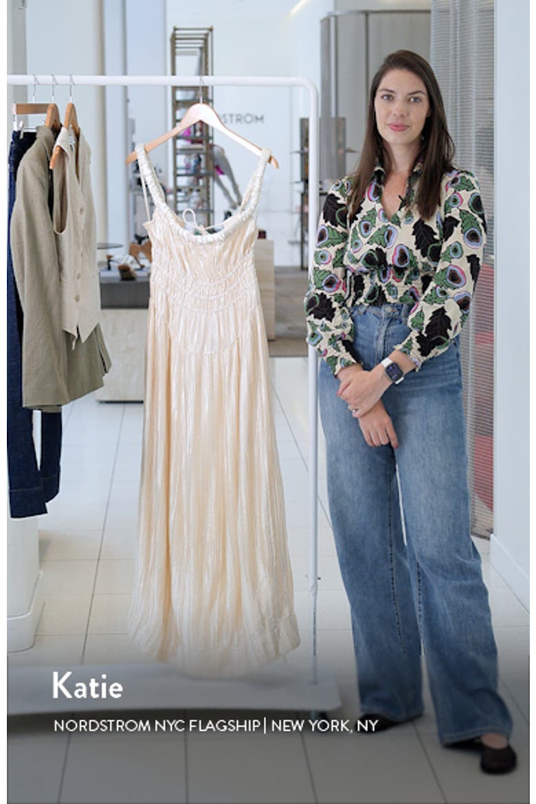 Pleated Metallic Satin Dress video