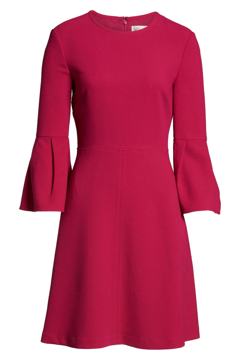 Bell Sleeve Fit & Flare Dress, Alternate, color, MAGENTA