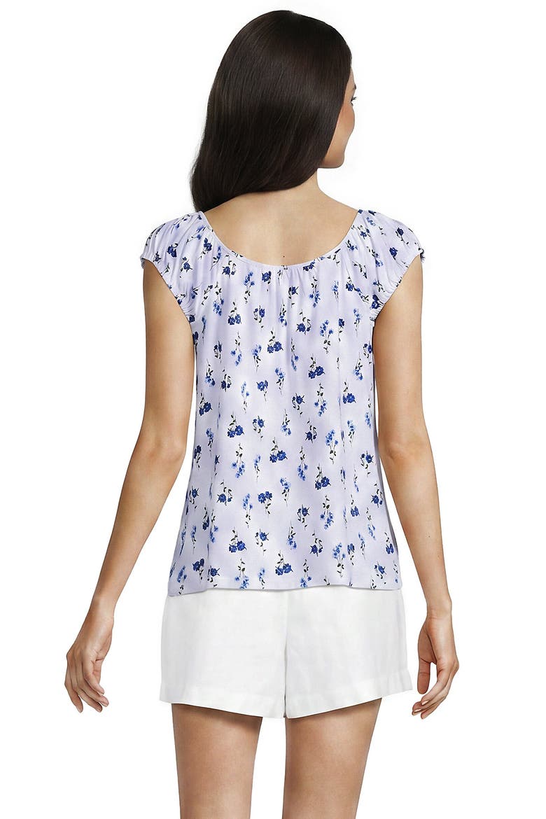 Sleeveless Lightweight Jersey Pintuck Button Front Blouse, Alternate, color, White/Clear Blue Sky Flowers