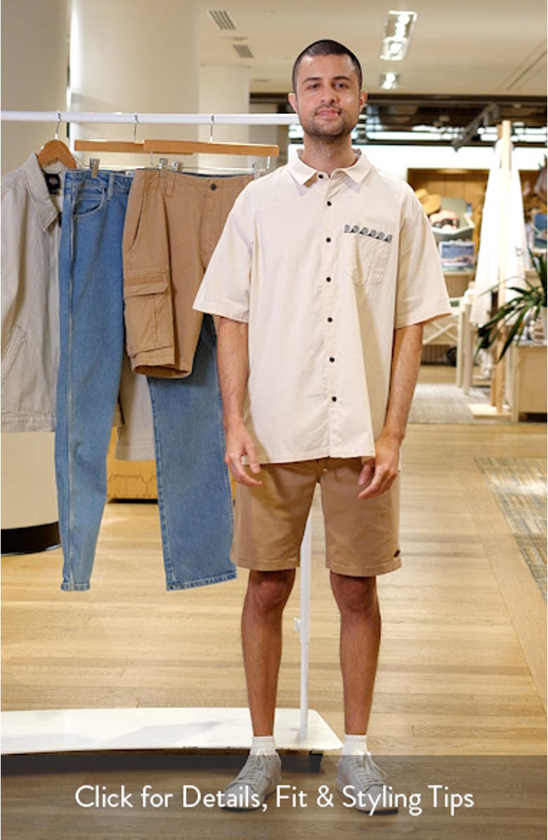 Short Sleeve Cotton Seersucker Button-Up Shirt, sales video thumbnail