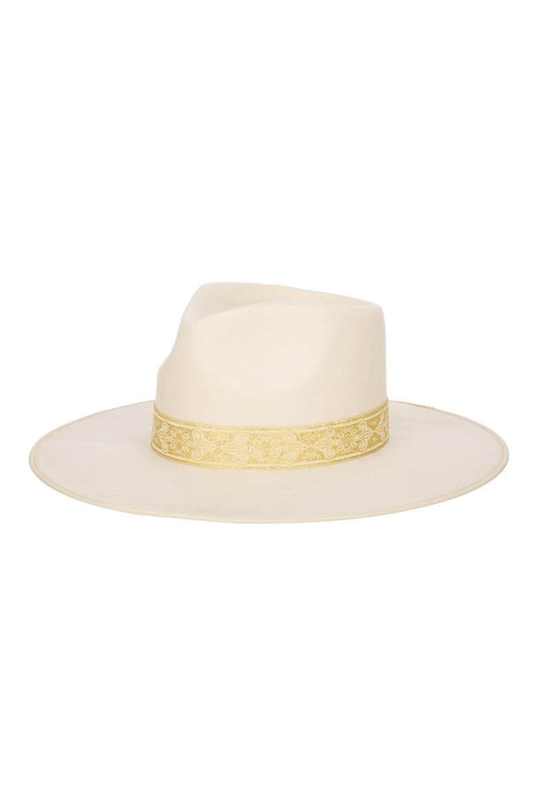 Ribbon Trim Wool Fedora, Main, color, IVORY