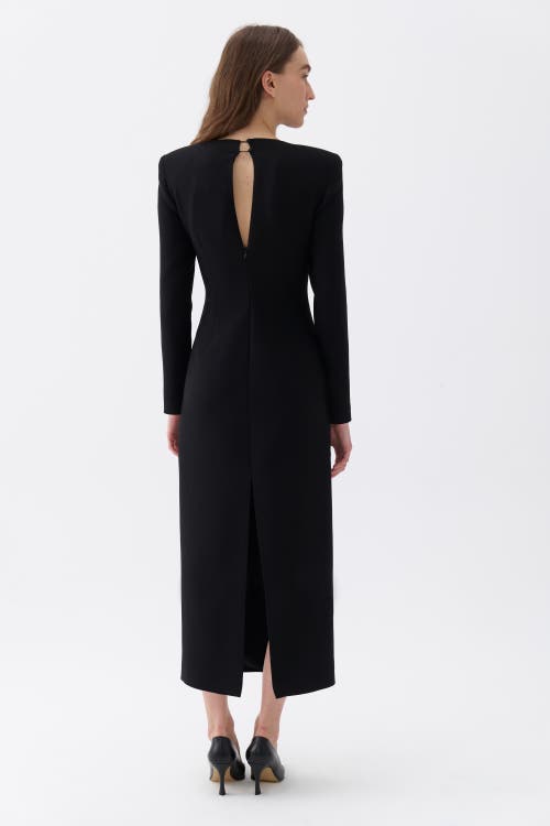 Shop Nocturne Square Neck Midi Dress In Black