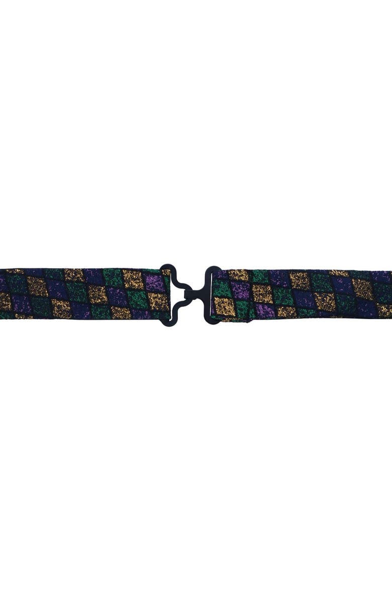 Carnival Diamond Multi-Colored Novelty Silk Bow Tie, Alternate, color, Green, Yellow, and Purple