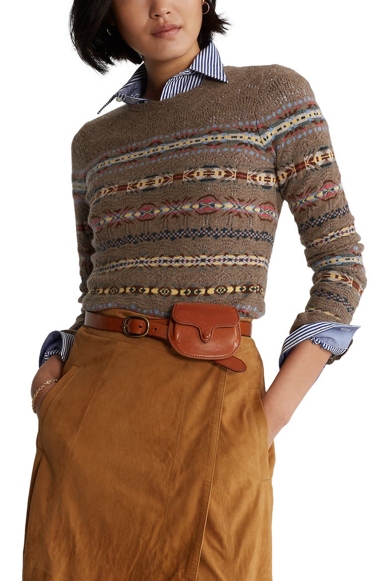 Fair Isle Wool & Cashmere Sweater, Main, color, CLA TAN
